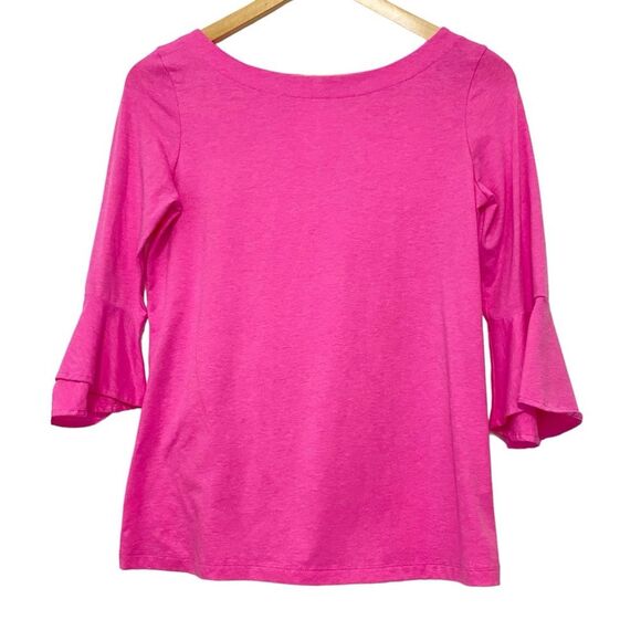 Lily Pulitzer Fontaine Vibrant Pink Ruffle Sleeve Top XS - Picture 3 of 10